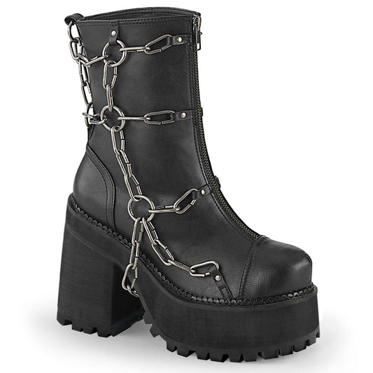 ASSAULT-66 Black Vegan Leather Ankle Boot Demonia US Size (Women's): 6