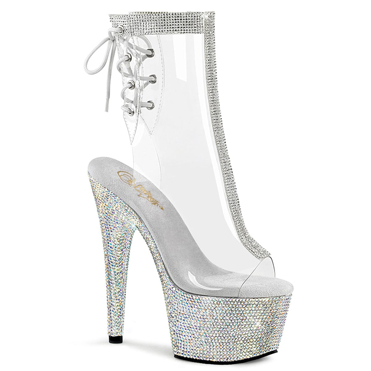 BEJEWELED-1018C-2RS Clear/Silver Rhinestones Ankle Boot Pleaser US Size (Women's): 5