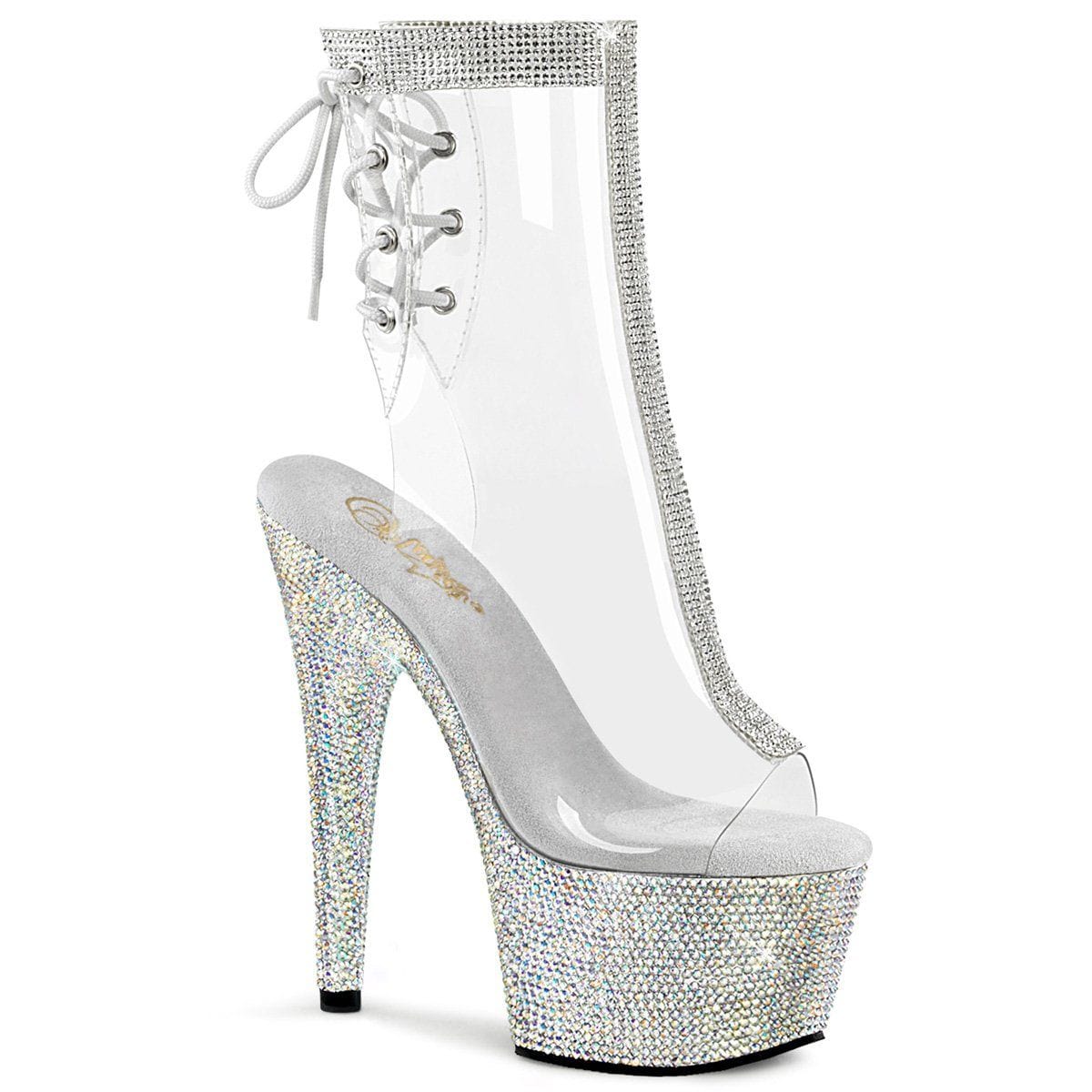 BEJEWELED-1018C-2RS Clear/Silver Rhinestones Ankle Boot Pleaser US Size (Women's): 5