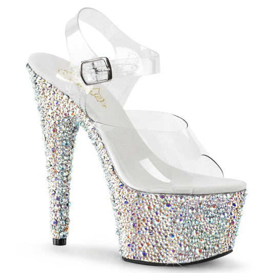 BEJEWELED-708MS Clear/Silver Multi Rhinestones Platform Sandal Pleaser US Size (Women's): 5