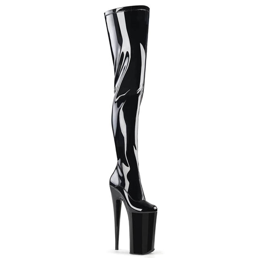 BEYOND-4000 Black Stretch Patent/Black Boot Pleaser US Size (Women's): 5