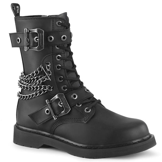 BOLT-250 Black Vegan Leather Mid-Calf Boot Demonia US Size (Unisex/Men's): 4