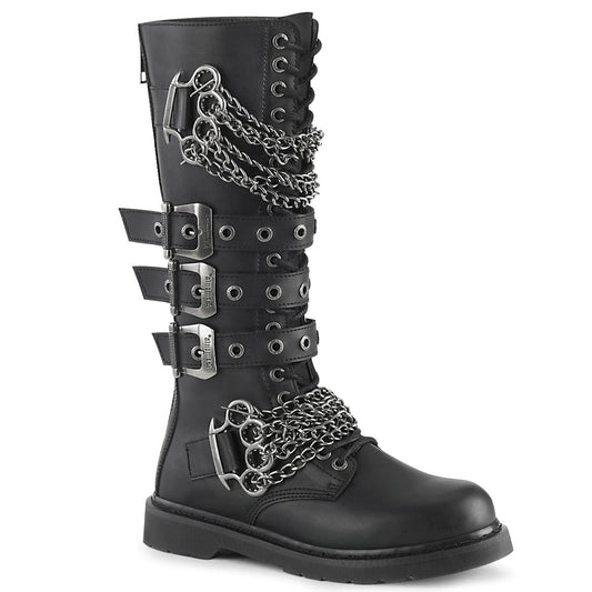 BOLT-450 Black Vegan Leather Combat Boot Demonia US Size (Unisex/Men's): 4