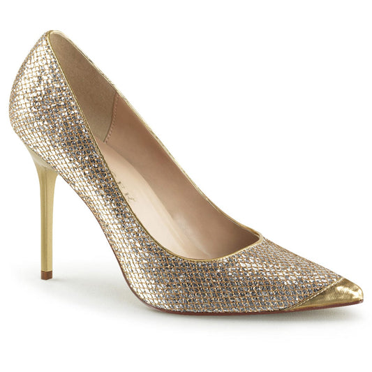 CLASSIQUE-20 Gold Glittery Lame Pu Pump Pleaser US Size (Women's): 5