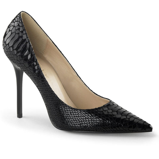 CLASSIQUE-20SP Black Snake-Print Leather Pump Pleaser US Size (Women's): 5