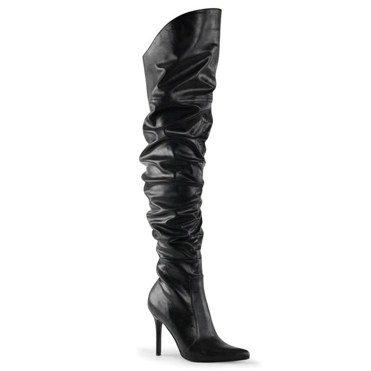 CLASSIQUE-3011 Black Faux Leather Thigh Boot Pleaser US Size (Women's): 5