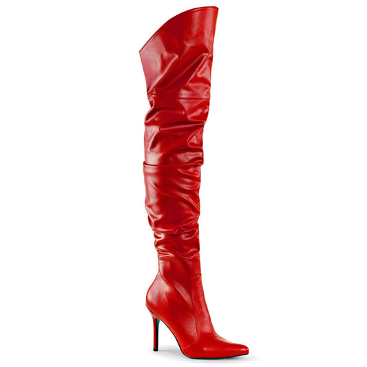 CLASSIQUE-3011 Red Faux Leather Thigh Boot Pleaser US Size (Women's): 5