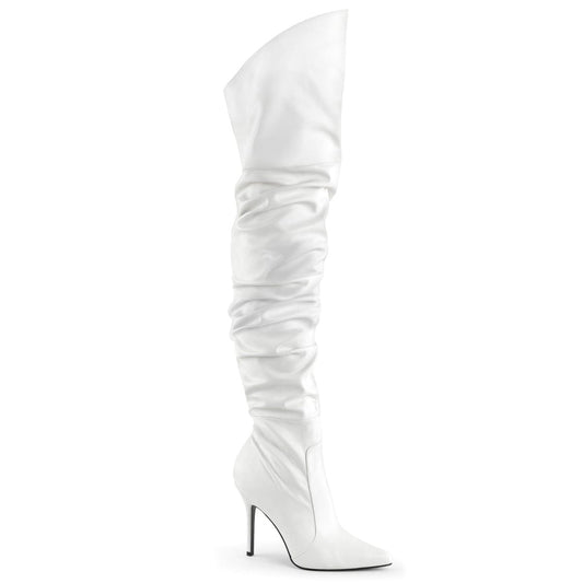 CLASSIQUE-3011 White Faux Leather Thigh Boot Pleaser US Size (Women's): 5