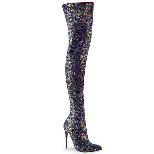 COURTLY-3015 Black Multi Glitter Thigh Boot Pleaser US Size (Women's): 6