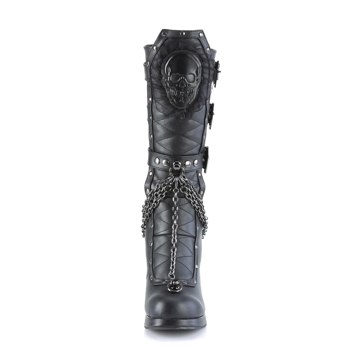 CRYPTO-67 Black Vegan Leather Mid-Calf Boot Demonia US Size (Women's): 6