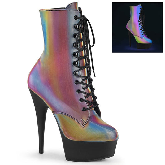 DELIGHT-1020REFL Rainbow Reflective/Black Matte Ankle Boot Pleaser US Size (Women's): 5