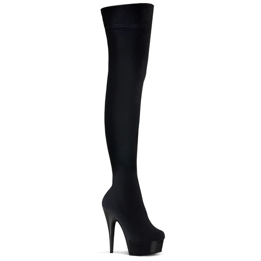 DELIGHT-3002 Black Stretch Velvet/Black Boot Pleaser US Size (Women's): 5