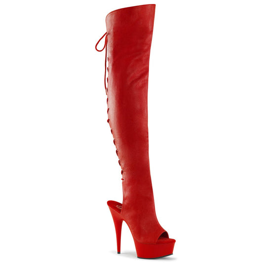 DELIGHT-3019 Red Faux Leather/Red Matte Boot Pleaser US Size (Women's): 5