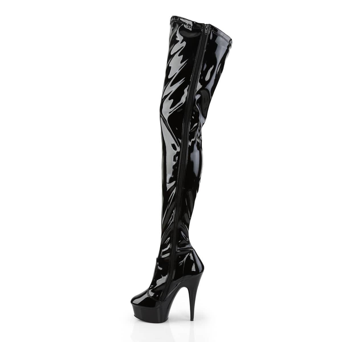 DELIGHT-4000 Black Stretch Patent/Black Boot Pleaser US Size (Women's): 6