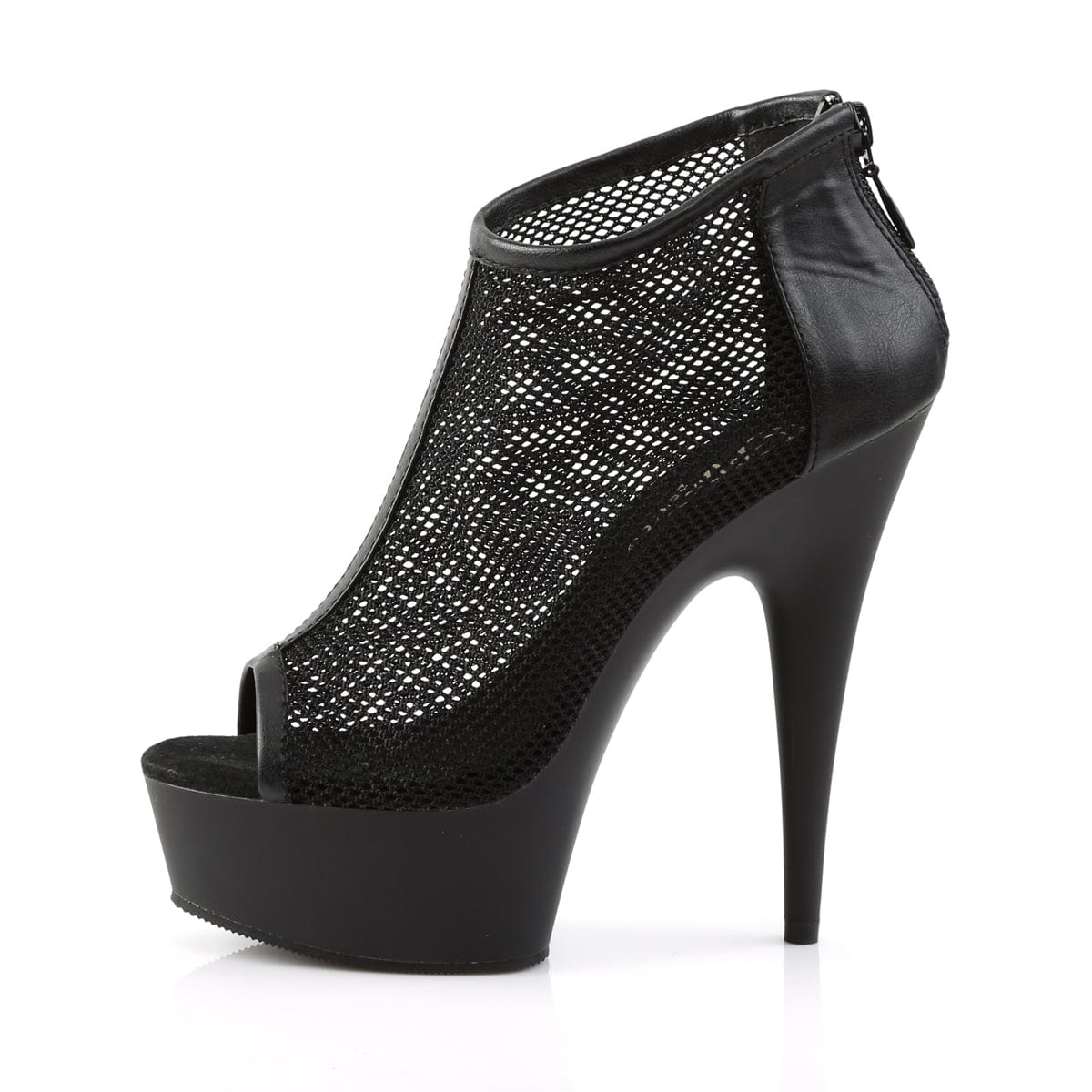 DELIGHT-600-12 Black Faux Leather-Fishnet/Black Matte Boot Pleaser US Size (Women's): 5