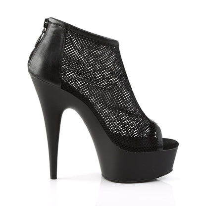 DELIGHT-600-12 Black Faux Leather-Fishnet/Black Matte Boot Pleaser US Size (Women's): 5