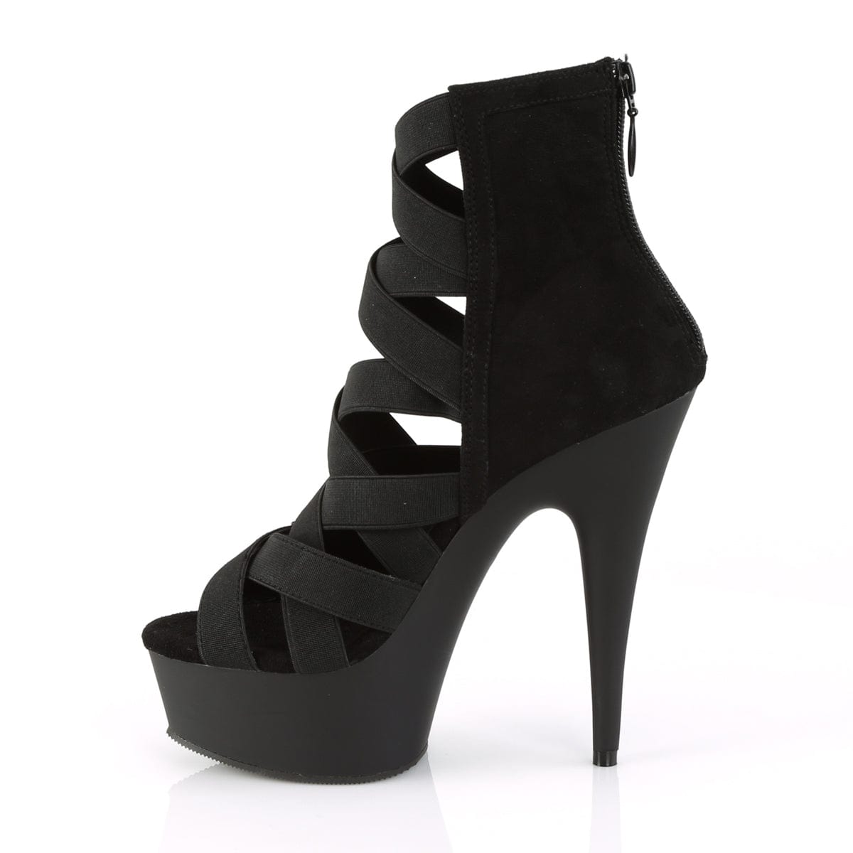 DELIGHT-600-24 Black Elastic Band-Faux Suede/Black Matte Platform Sandal Pleaser US Size (Women's): 5