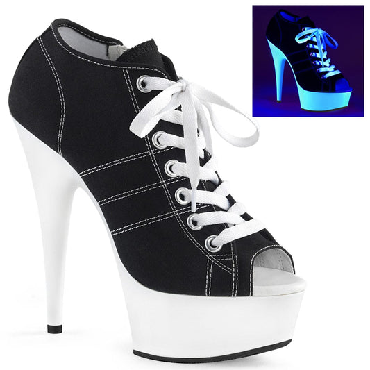 DELIGHT-600SK-01 Black Canvas/Neon White Sneaker Heels Pleaser US Size (Women's): 5