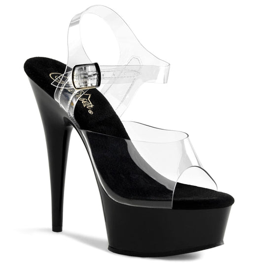 DELIGHT-608 Clear/Black Platform Sandal Pleaser US Size (Women's): 5