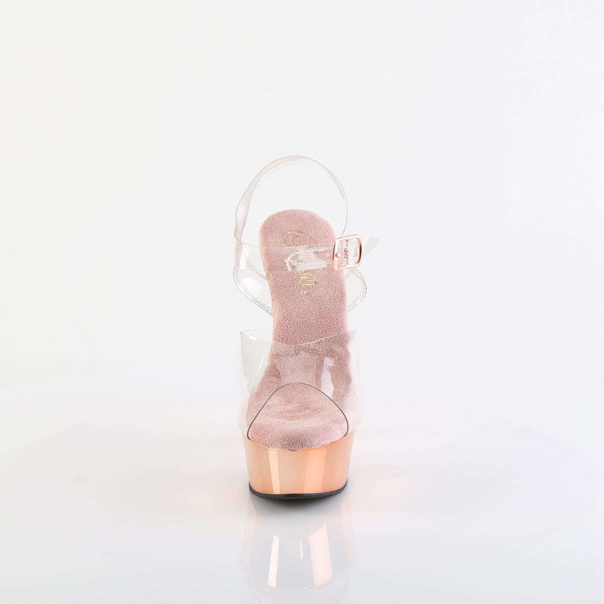 DELIGHT-608 Clear/Rose Gold Chrome Platform Sandal Pleaser US Size (Women's): 5