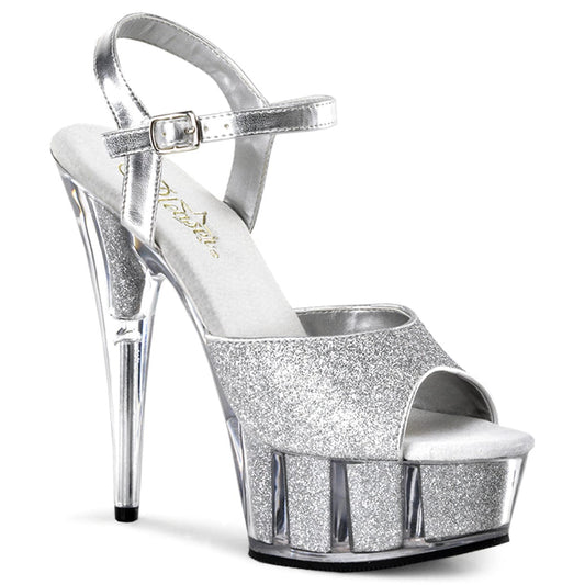 DELIGHT-609-5G Silver Glitter/Silver Glitter Platform Sandal Pleaser US Size (Women's): 5