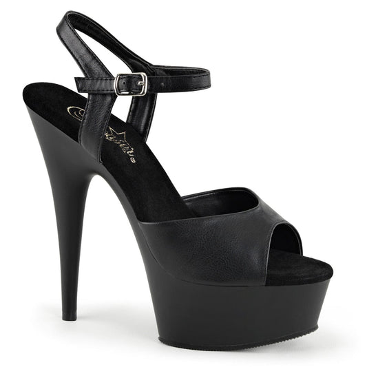 DELIGHT-609 Black Faux Leather/Black Matte Platform Sandal Pleaser US Size (Women's): 5