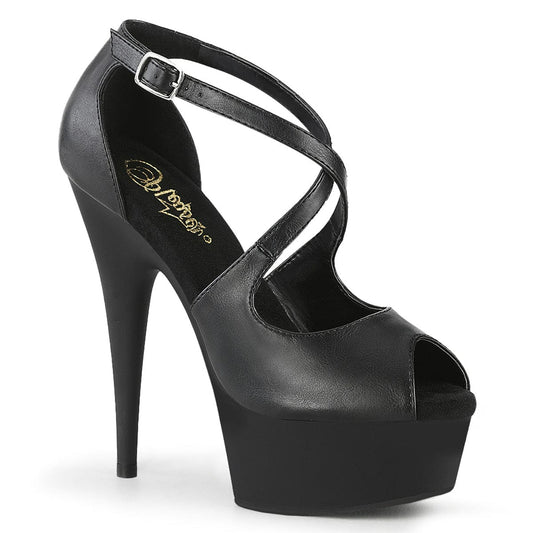 DELIGHT-621 Black Faux Leather/Black Matte Platform Sandal Pleaser US Size (Women's): 5