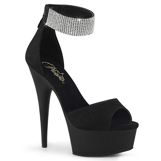 DELIGHT-625 Black Faux Suede/Black Matte Platform Sandal Pleaser US Size (Women's): 5