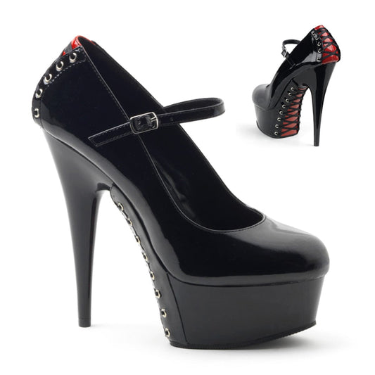 DELIGHT-687FH Black-Red Patent/Black Mary Janes Pleaser US Size (Women's): 5