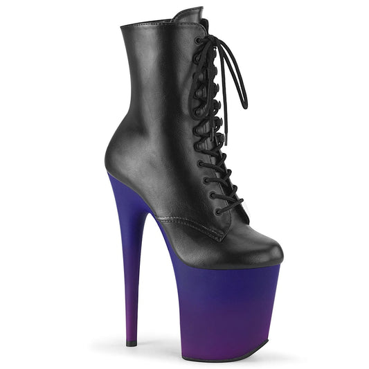 FLAMINGO-1020BP Black Faux Leather/Blue-Purple Ombre Ankle Boot Pleaser US Size (Women's): 5