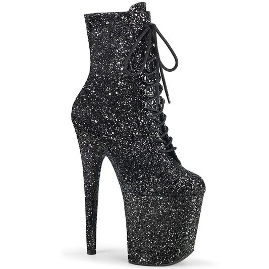 FLAMINGO-1020GWR Black Glitter/Black Glitter Ankle Boot Pleaser US Size (Women's): 5