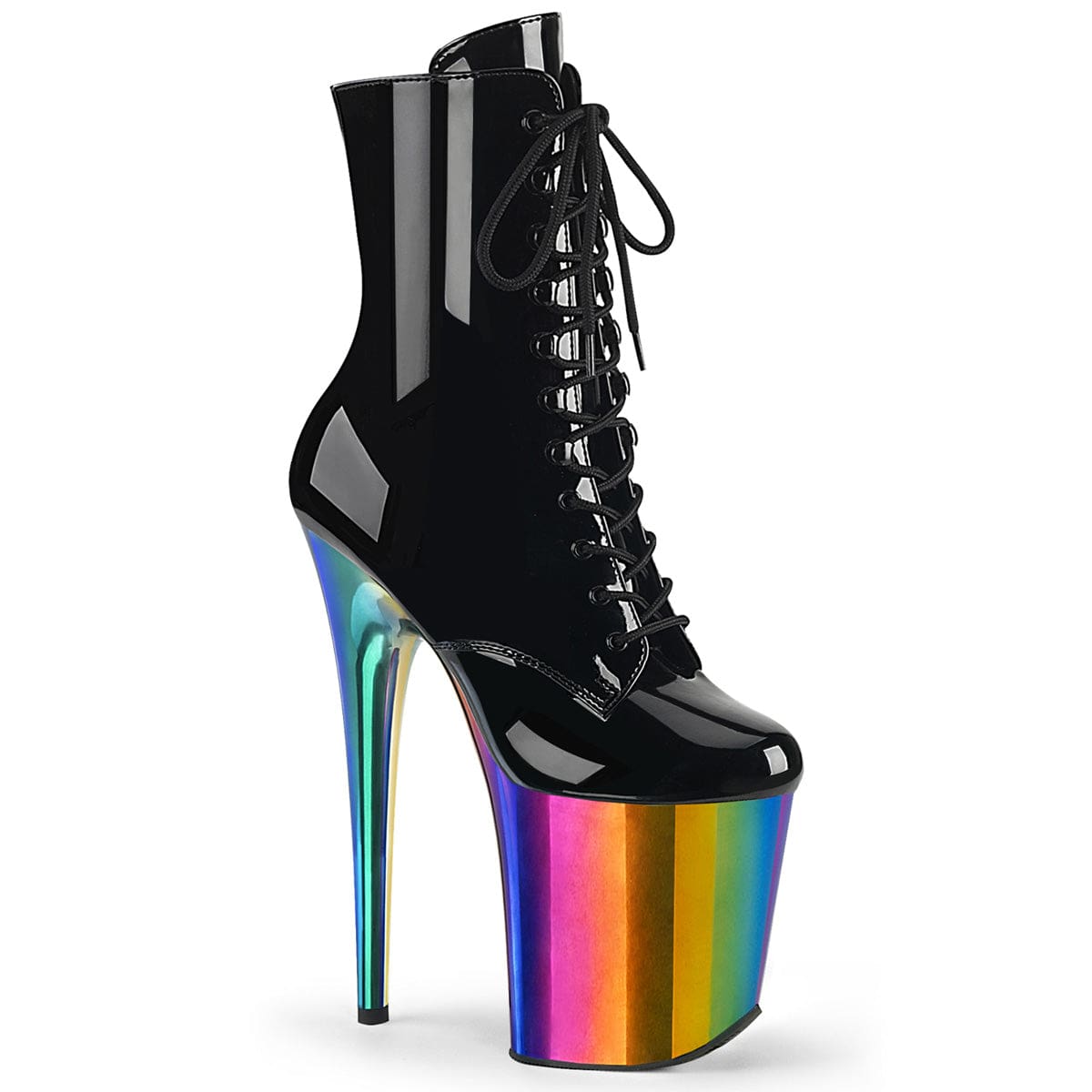 FLAMINGO-1020RC Black Patent/Rainbow Chrome Ankle Boot Pleaser US Size (Women's): 5