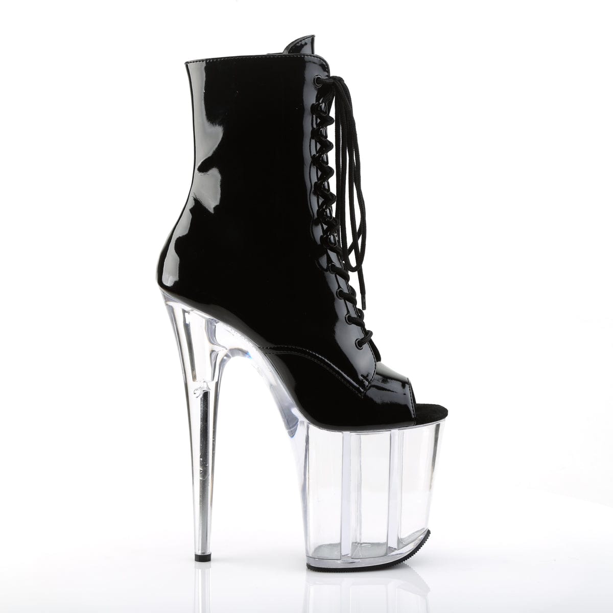 FLAMINGO-1021 Black Patent/Clear Ankle Boot Pleaser US Size (Women's): 5