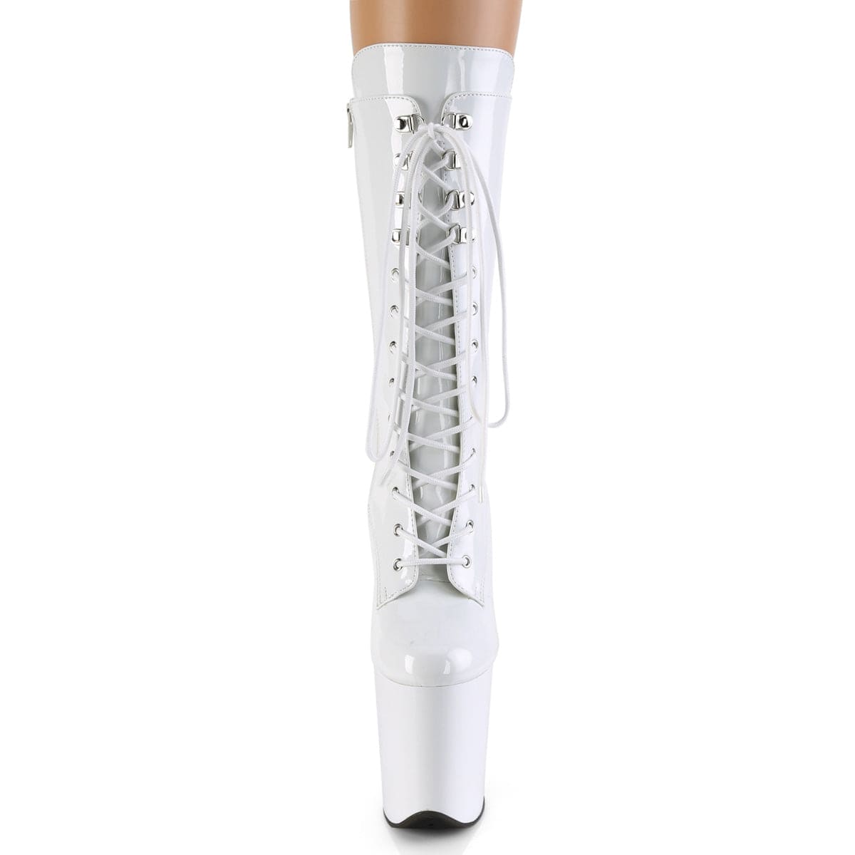 FLAMINGO-1050 White Patent/White Mid-Calf Boot Pleaser US Size (Women's): 5