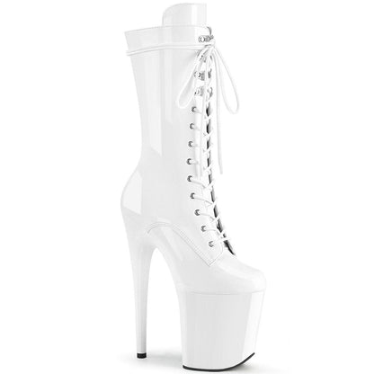 FLAMINGO-1050 White Patent/White Mid-Calf Boot Pleaser US Size (Women's): 5