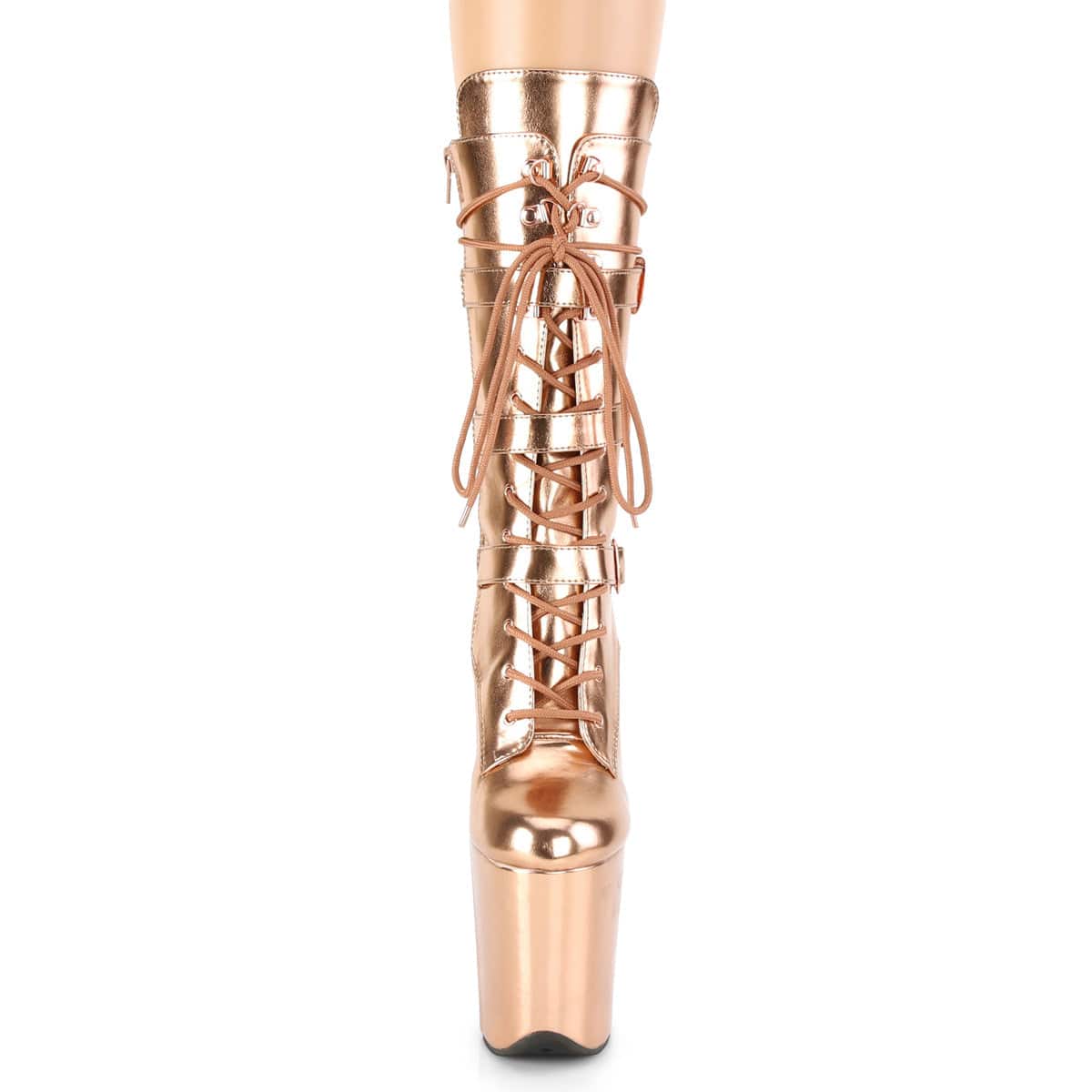 FLAMINGO-1053 Rose Gold Metallic Pu/Rose Gold Metallic Pu Mid-Calf Boot Pleaser US Size (Women's): 5