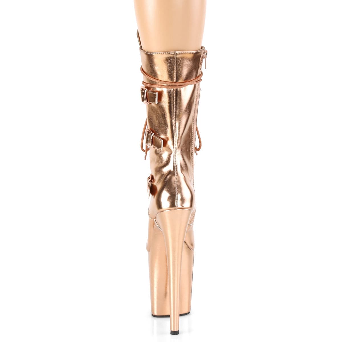 FLAMINGO-1053 Rose Gold Metallic Pu/Rose Gold Metallic Pu Mid-Calf Boot Pleaser US Size (Women's): 5