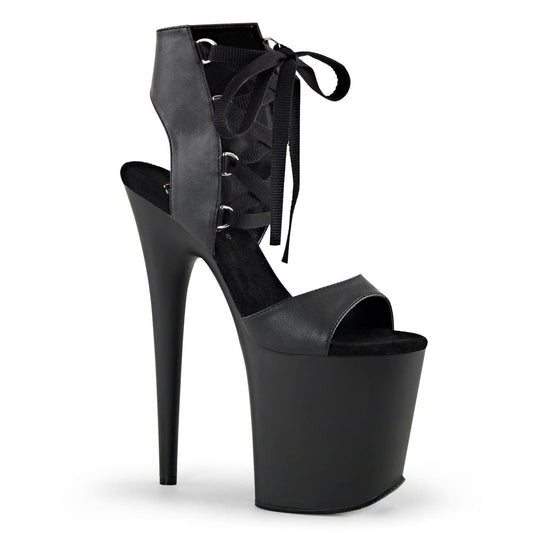 FLAMINGO-800-14 Black Faux Leather/Black Matte Platform Sandal Pleaser US Size (Women's): 5