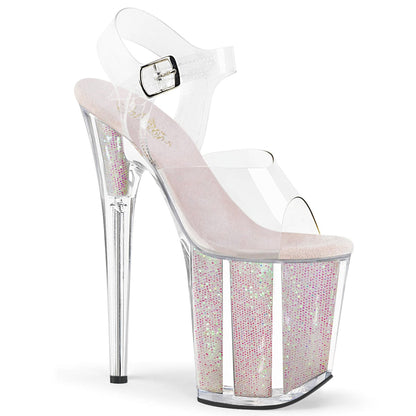 FLAMINGO-808G Clear/Opal Glitter Inserts Platform Sandal Pleaser US Size (Women's): 5