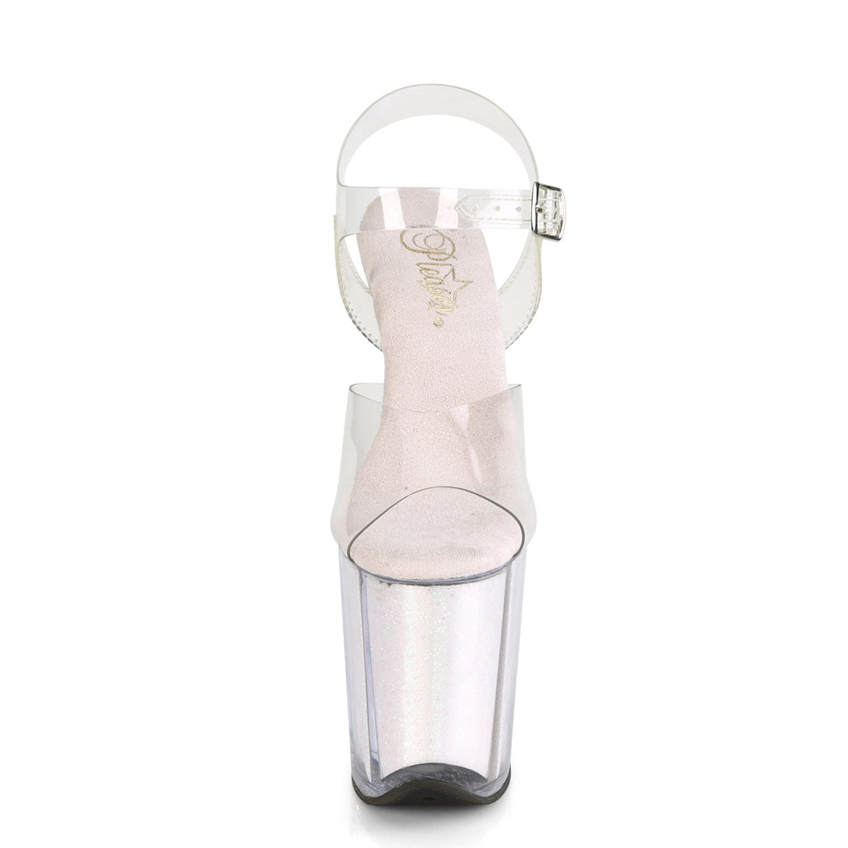 FLAMINGO-808G Clear/Opal Glitter Inserts Platform Sandal Pleaser US Size (Women's): 5