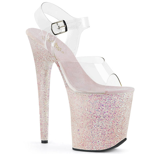 FLAMINGO-808LG Clear/Opal Multi Glitter Platform Sandal Pleaser US Size (Women's): 5