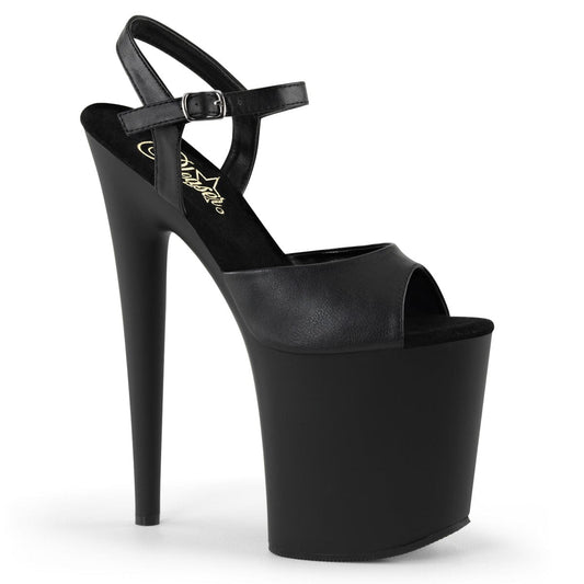 FLAMINGO-809 Black Faux Leather/Black Matte Platform Sandal Pleaser US Size (Women's): 5