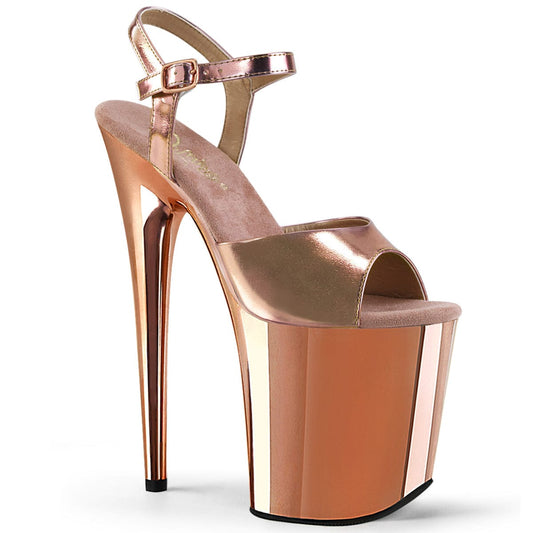 FLAMINGO-809 Rose Gold Metallic Pu/Rose Gold Chrome Platform Sandal Pleaser US Size (Women's): 5