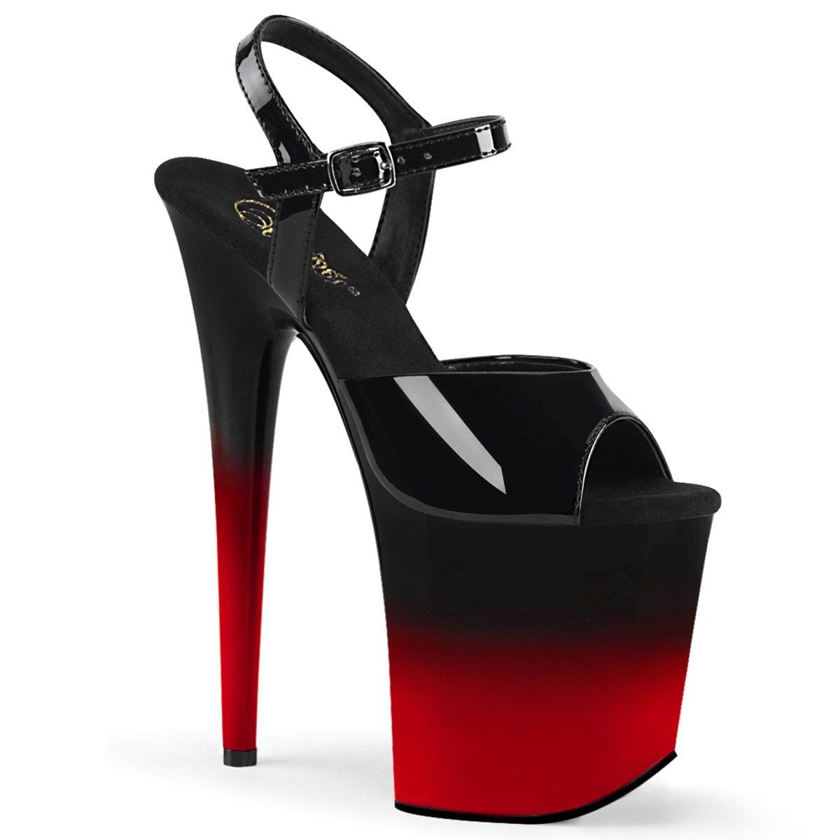 FLAMINGO-809BR-H Black Patent/Black-Red Platform Sandal Pleaser US Size (Women's): 5