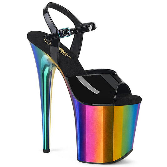 FLAMINGO-809RC Black Patent/Rainbow Chrome Platform Sandal Pleaser US Size (Women's): 5