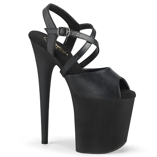 FLAMINGO-824 Black Faux Leather/Black Matte Platform Sandal Pleaser US Size (Women's): 5