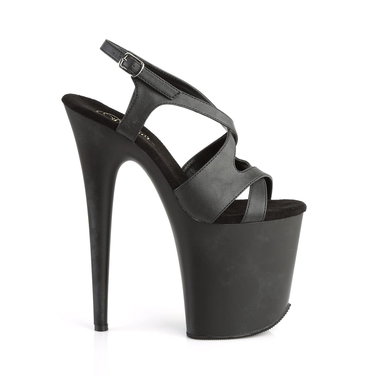 FLAMINGO-831 Black Faux Leather/Black Mattte Platform Sandal Pleaser US Size (Women's): 5