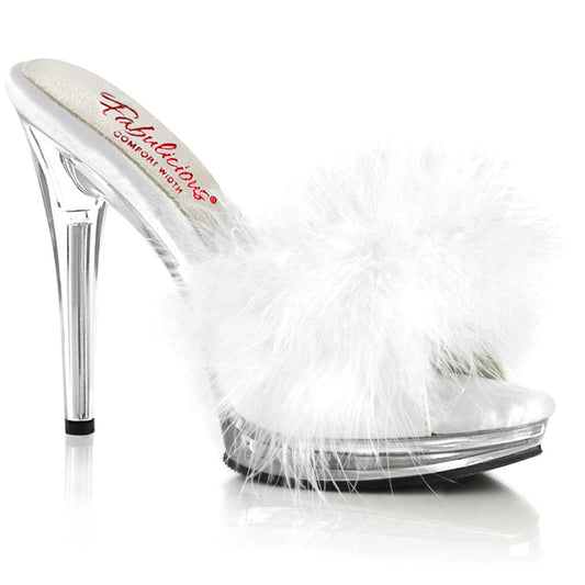 GLORY-501F-8 White Faux Leather-Fur/Clear NEW Fabulicious US Size (Women's): 5