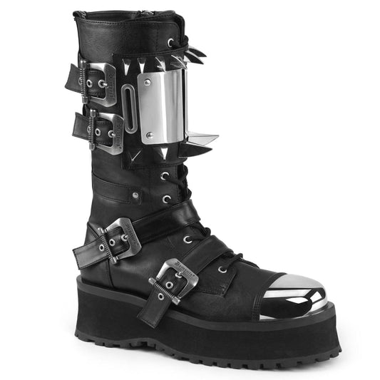 GRAVEDIGGER-250 Black Vegan Leather Mid-Calf Boot Demonia US Size (Unisex/Men's): 4