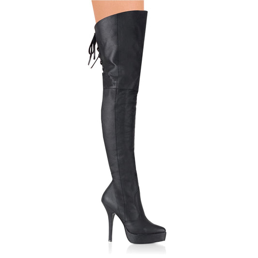 INDULGE-3011 Black Leather (P) CURRENT Devious US Size (Women's): 6